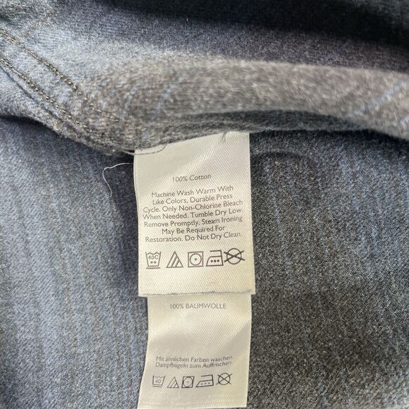 Eddie Bauer Flannel Shirt Men’s Large Blue Gray Plaid Relaxed Fit Button Down - Picture 6 of 11